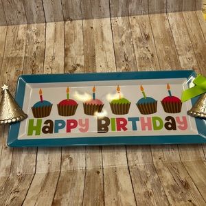 Colorful Rectangular Birthday Cupcake Platter